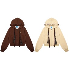 Retro hooded sweatshirt cardigan jacket for women