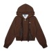 Retro hooded sweatshirt cardigan jacket for women