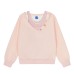 V-neck dopamine striped fake two piece long sleeved sweatshirt for women