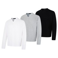 Texture jacquard small V-neck long sleeved T-shirt