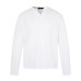 Texture jacquard small V-neck long sleeved T-shirt