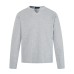 Texture jacquard small V-neck long sleeved T-shirt