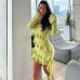 Fashionable Strapless One-Shoulder Ruffle Flare Sleeve Ribbon Dress