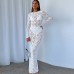 Sexy Sheer Long Sleeve Lace Dress Bodycon Silhouette, Women's Clothing