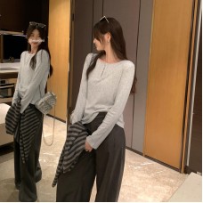 Unique Half-Button Silver-Pressed Long Sleeve T-Shirt
