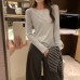 Unique Half-Button Silver-Pressed Long Sleeve T-Shirt