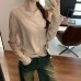 Solid Color Round Neck Long Sleeve Knit Top