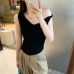 sleeveless crop top for women, asymmetrical off-shoulder design sleeveless crop top for women, asymmetrical off-shoulder design
