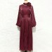 High neck three-dimensional flower bubble sleeve pleated mesh long skirt
