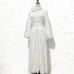 High neck three-dimensional flower bubble sleeve pleated mesh long skirt