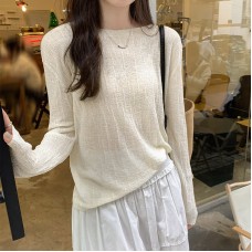 Textured One-Shoulder Long Sleeve Knit Top