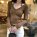 Sexy Fitted Halter Buttoned Long Sleeve Inner Top T-Shirt 