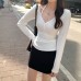 Sexy Fitted Halter Buttoned Long Sleeve Inner Top T-Shirt 