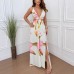 Summer new printed dress INS loose vacation slit party dress for women