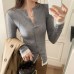 Color-Blocking False Two-Piece Half-Open Collar Knitwear Top