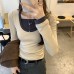 Style Color-blocked Mock Two-piece Fitted Inner Layer Top