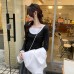 Style Color-blocked Mock Two-piece Fitted Inner Layer Top