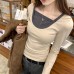Style Color-blocked Mock Two-piece Fitted Inner Layer Top