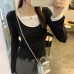 Style Color-blocked Mock Two-piece Fitted Inner Layer Top