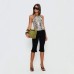 Belted LooseStyle Strapless Printed Top with Sequins INS Vacation Casual Spring Summer