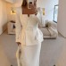 Autumn Winter Long Sleeve Casual Pocket Two-Piece Set Loose Outfit for Work and Parties