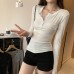 Pocket Slim Fit White Henley Neck Inner Layer Tee