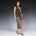 Irregular color blocked sleeveless suit jacket for women