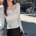 Sexy Inner Layer Half-Open Collar T-Shirt for Women