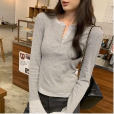 False Two-Piece Spliced Color-Blocking Inner Layered T-Shirt 