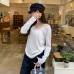 Chic Loose Fit White Long Sleeve T-Shirt with Pocket Design
