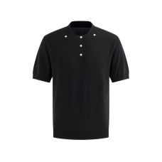 Solid color knitted polo shirt