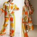 Casual Printed Short Sleeve Loose Fit Relaxed Two-Piece Set