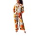 Casual Printed Short Sleeve Loose Fit Relaxed Two-Piece Set