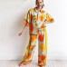 Casual Printed Short Sleeve Loose Fit Relaxed Two-Piece Set