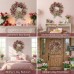 Colorful Eucalyptus Wreath, Realistic Round Handmade Spring Floral Wreath with Bow, Main Door Decoration