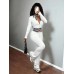 Style Women's High Neck Zipper Short Crop Top with Waist Exposure Slim Fit Casual Sporty Two-Piece Set