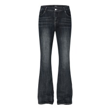 Classic flip low waist micro flared elastic jeans