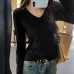 Regular Shoulder V-neck Inner Layer Basic T-shirt