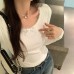 Lace Trim U-Neck Slim Fit Long Sleeve Inner T-Shirt
