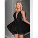 New sparkling fabric slim fit bright pink deep V-neck pleated women's dress