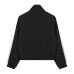Retro Three Bar Letter Embroidered Stand up Collar Red Charge Jacket
