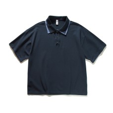 Double Layer Collar Vintage Polo Shirt Men's T-Shirt Loose Fit Summer Casual Turn-down Collar Short Sleeve