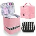 Portable 30-Compartment Nail Organizer Case with Polish & Oil Bags, All-in-One Manicure Tools & Cosmetic Storage Kit