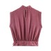 Anti suede effect buckle vest decoration top