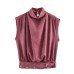 Anti suede effect buckle vest decoration top
