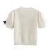 Round neck bow decoration slim fit short solid color sweater