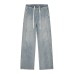 Design Loose Wide Leg Straight Fit Elastic Drawstring Jeans Pants