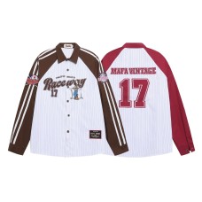 Polo collar shirt with contrasting letter embroidery and raglan sleeves Polo collar shirt with contrasting letter embroidery and raglan sleeves