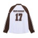 Polo collar shirt with contrasting letter embroidery and raglan sleeves Polo collar shirt with contrasting letter embroidery and raglan sleeves