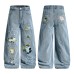 Fun cartoon embroidered jeans